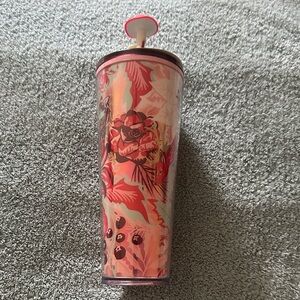 Starbucks Pink Floral with mushroom topper 24oz